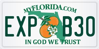 FL license plate EXPB30