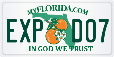FL license plate EXPD07