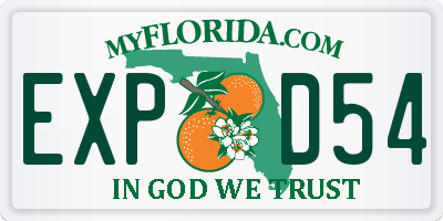 FL license plate EXPD54