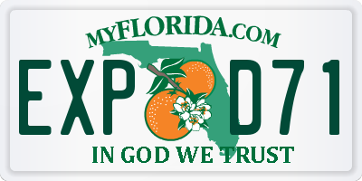 FL license plate EXPD71