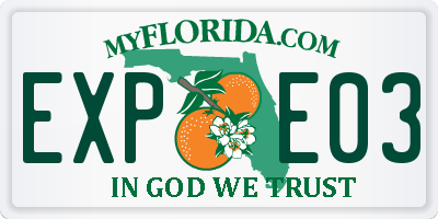 FL license plate EXPE03
