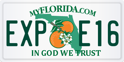 FL license plate EXPE16