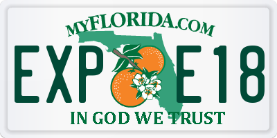 FL license plate EXPE18