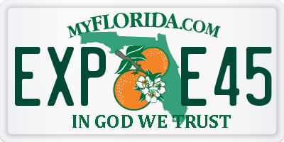 FL license plate EXPE45