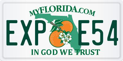 FL license plate EXPE54