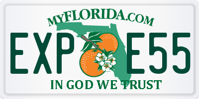 FL license plate EXPE55