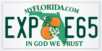 FL license plate EXPE65