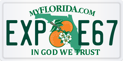 FL license plate EXPE67