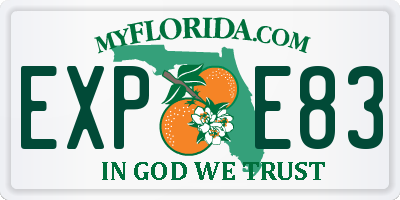 FL license plate EXPE83
