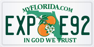 FL license plate EXPE92