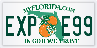 FL license plate EXPE99