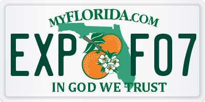 FL license plate EXPF07