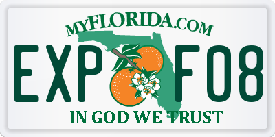 FL license plate EXPF08