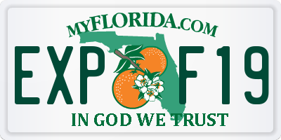FL license plate EXPF19
