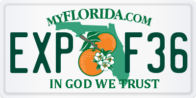 FL license plate EXPF36