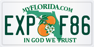FL license plate EXPF86