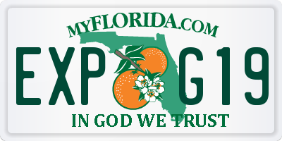 FL license plate EXPG19