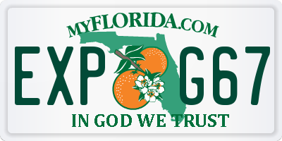 FL license plate EXPG67