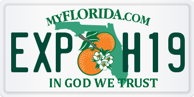 FL license plate EXPH19