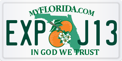 FL license plate EXPJ13