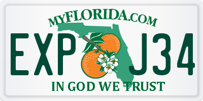 FL license plate EXPJ34