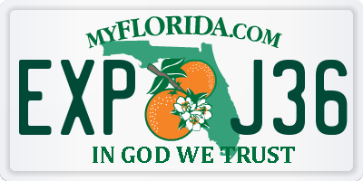 FL license plate EXPJ36