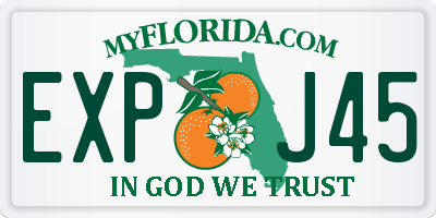 FL license plate EXPJ45