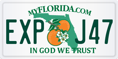 FL license plate EXPJ47