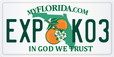 FL license plate EXPK03
