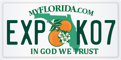 FL license plate EXPK07