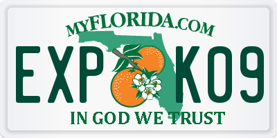 FL license plate EXPK09