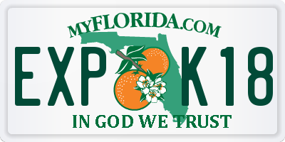 FL license plate EXPK18