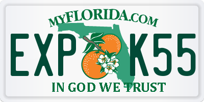 FL license plate EXPK55