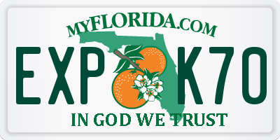 FL license plate EXPK70