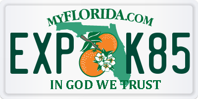 FL license plate EXPK85