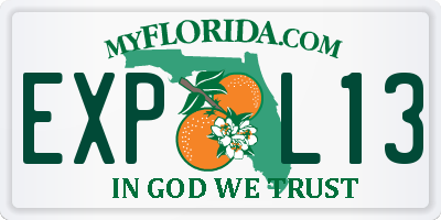 FL license plate EXPL13