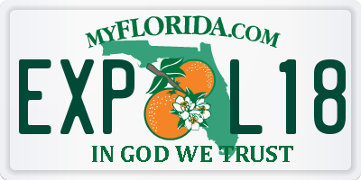 FL license plate EXPL18