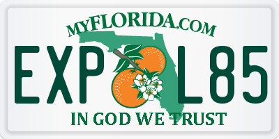 FL license plate EXPL85