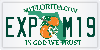 FL license plate EXPM19