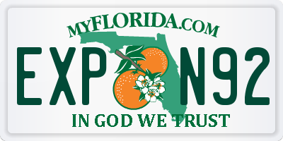 FL license plate EXPN92