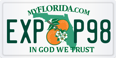 FL license plate EXPP98