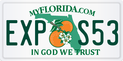 FL license plate EXPS53
