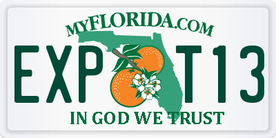 FL license plate EXPT13