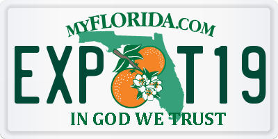 FL license plate EXPT19