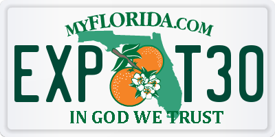 FL license plate EXPT30