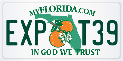 FL license plate EXPT39