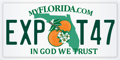FL license plate EXPT47