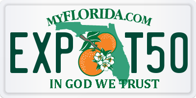 FL license plate EXPT50