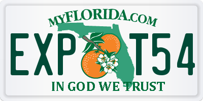 FL license plate EXPT54