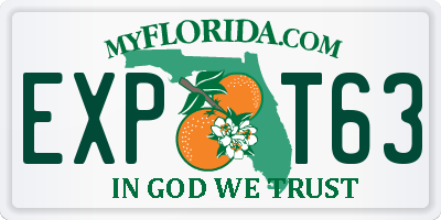 FL license plate EXPT63